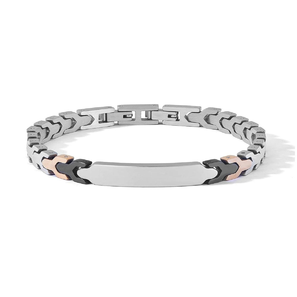 Stylish men's bracelet in silver and black, BRACCIALI COMETE MOD. UBR1228, with a sleek modern design.