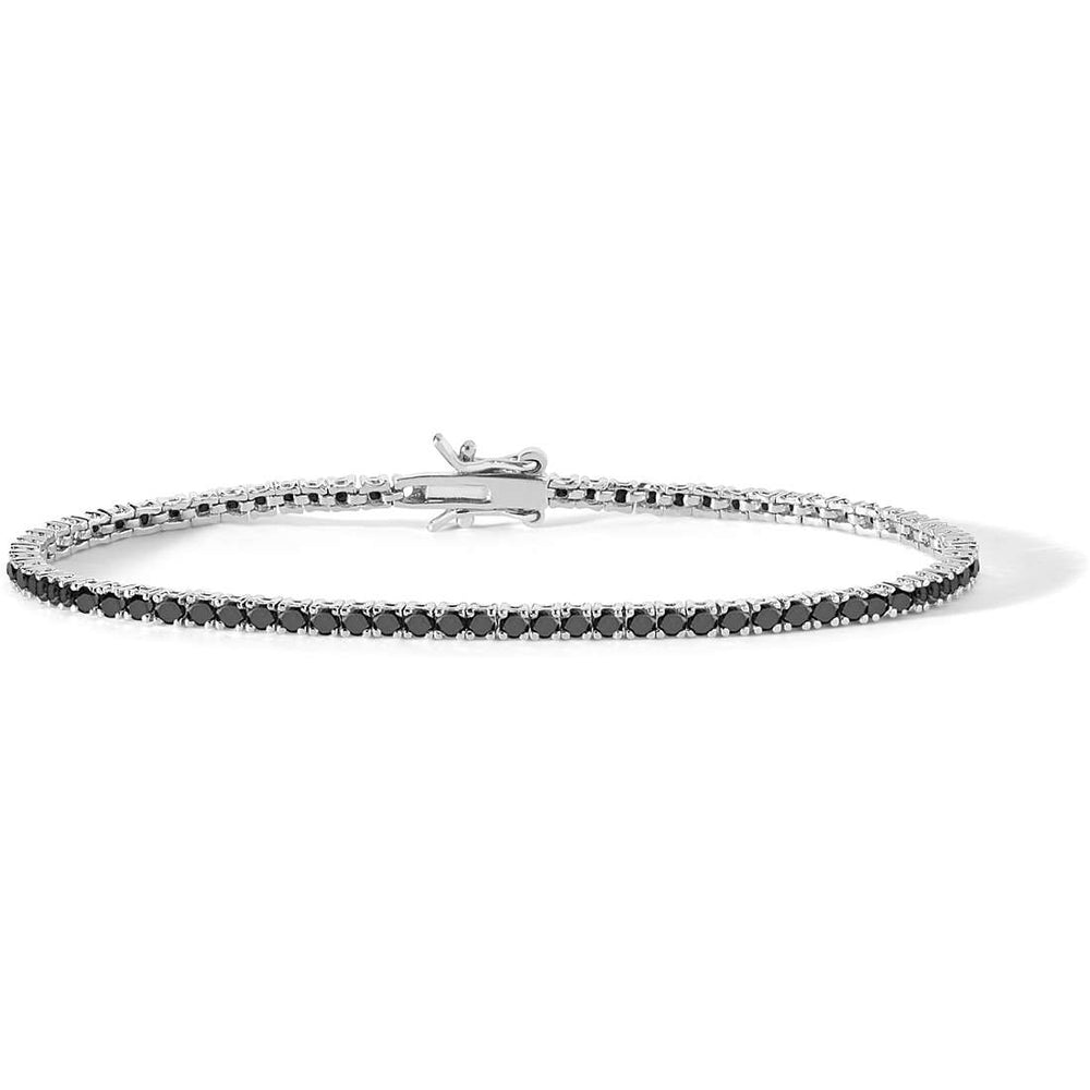 Elegant black-stone tennis bracelet from BRACCIALI COMETE MOD. UBR898 on white background.