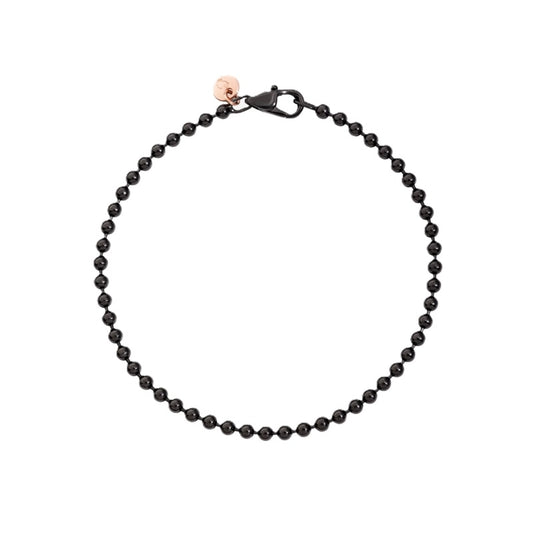 BRACCIALI DODO MOD. DBB7008EVERYPVDMXM black bead bracelet with clasp and charm.