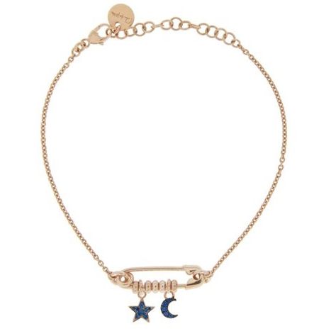 BRACCIALI RUE DES MILLE MOD. BRZ-SPILLA C5 bracelet with star and moon charms on a rose gold chain.