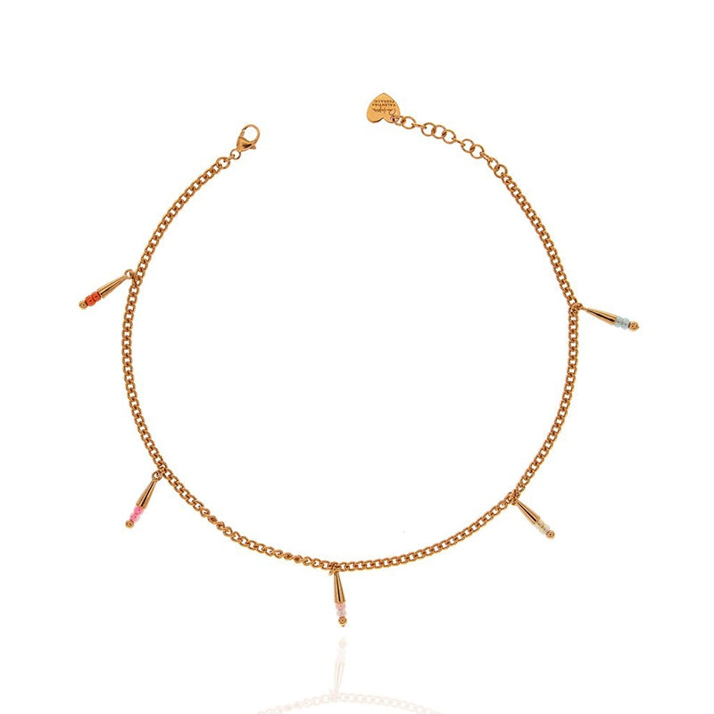 BRACCIALI RUE DES MILLE MOD. VF-CAV-02-CAVIGLI gold ankle bracelet with colorful pendants