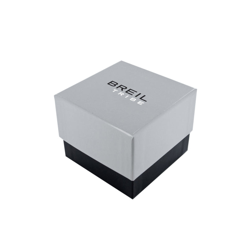BREIL TRIBE Mod. EW0509 official box packaging, gray and black design for gent quartz analog watch, 3 ATM water resistant, 42 mm case