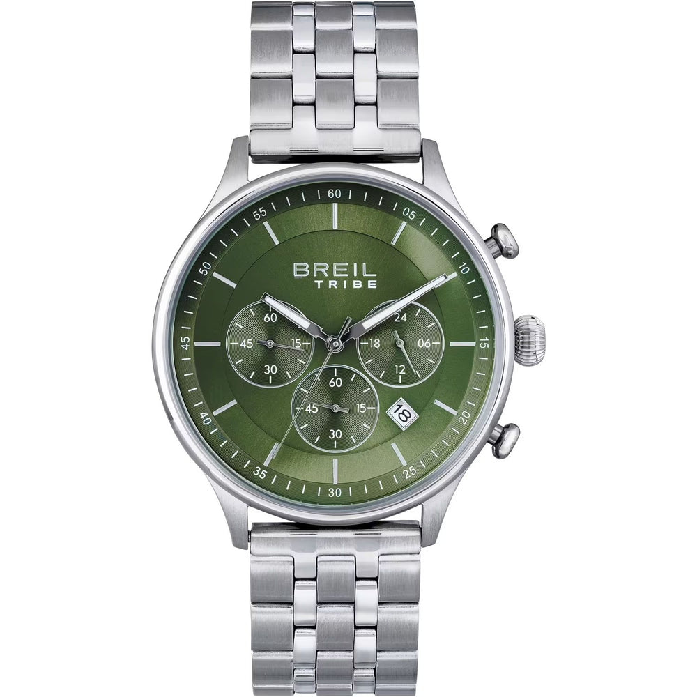 BREIL TRIBE Mod. EW0641 gent's quartz analog chronograph watch, 42mm case, water-resistant to 5 ATM, mineral dial with bracelet.