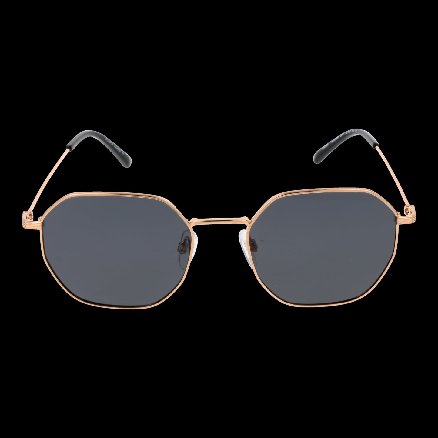 BULGET MOD. BG3318M 5304AP gent's sunglasses with gold frame and dark lenses on black background.