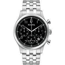 BULOVA Mod. PRECICIONIST watch, elegant design with black dial and silver strap, showcasing luxury craftsmanship.