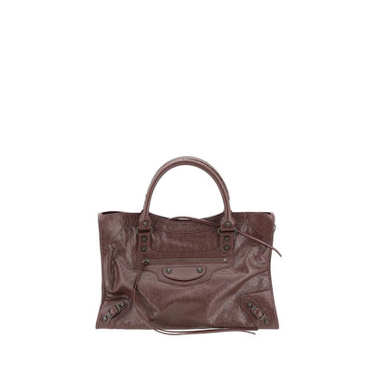 Balenciaga Brown Calf Leather Bos Taurus Shoulder Bag - elegant lambskin with hand-woven handles and adjustable strap