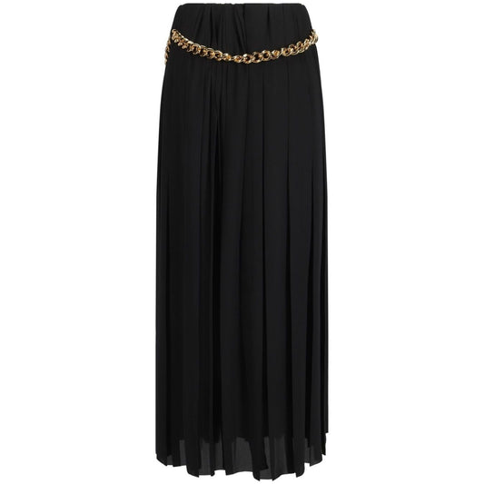 Balenciaga Skirts Black with pleated design, gold chain embellishment, high-waisted, ankle-length fashion.