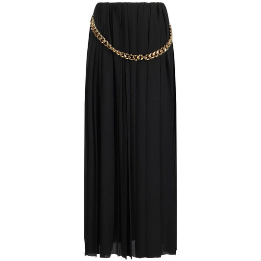 Balenciaga Skirts Black, pleated crepe texture with chain-link detailing, high-waisted and ankle-length