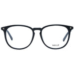 Bally Black Women Glasses Frame, square full-rim plastic frame with demo lenses, size 53-16-145, featuring a sleek black design.