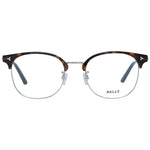 Bally Brown Men Glasses Frame, full-rim round design, metal material, brown color, demo lenses, frame width 150mm, temples length 145mm.