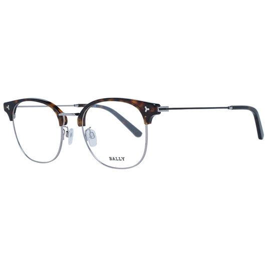 Bally Brown Men Glasses Frame, metal round full-rim, brown color, size 54-20-145 with demo lenses. Includes branded case.