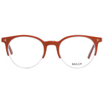 Bally Brown Unisex Glasses Frame, half-rim, plastic, round style, includes branded case, brown color, demo lenses, temple length 145mm.