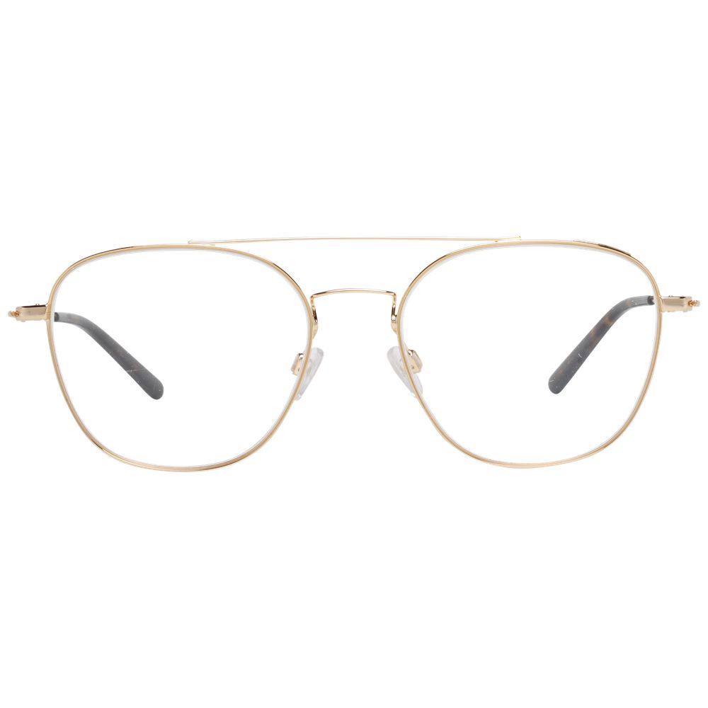 Bally Gold Men Glasses Frame, full-rim round gold frame with metal & plastic material, designed for men, includes branded case.