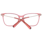 Bally Red Women Glasses Frame, trapezium shape, full-rim style, red metal and plastic with 55mm demo lenses, 55-15-140 size.