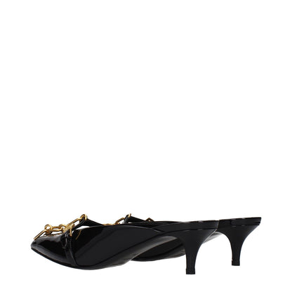 Balmain Black Leather Platform Sandals