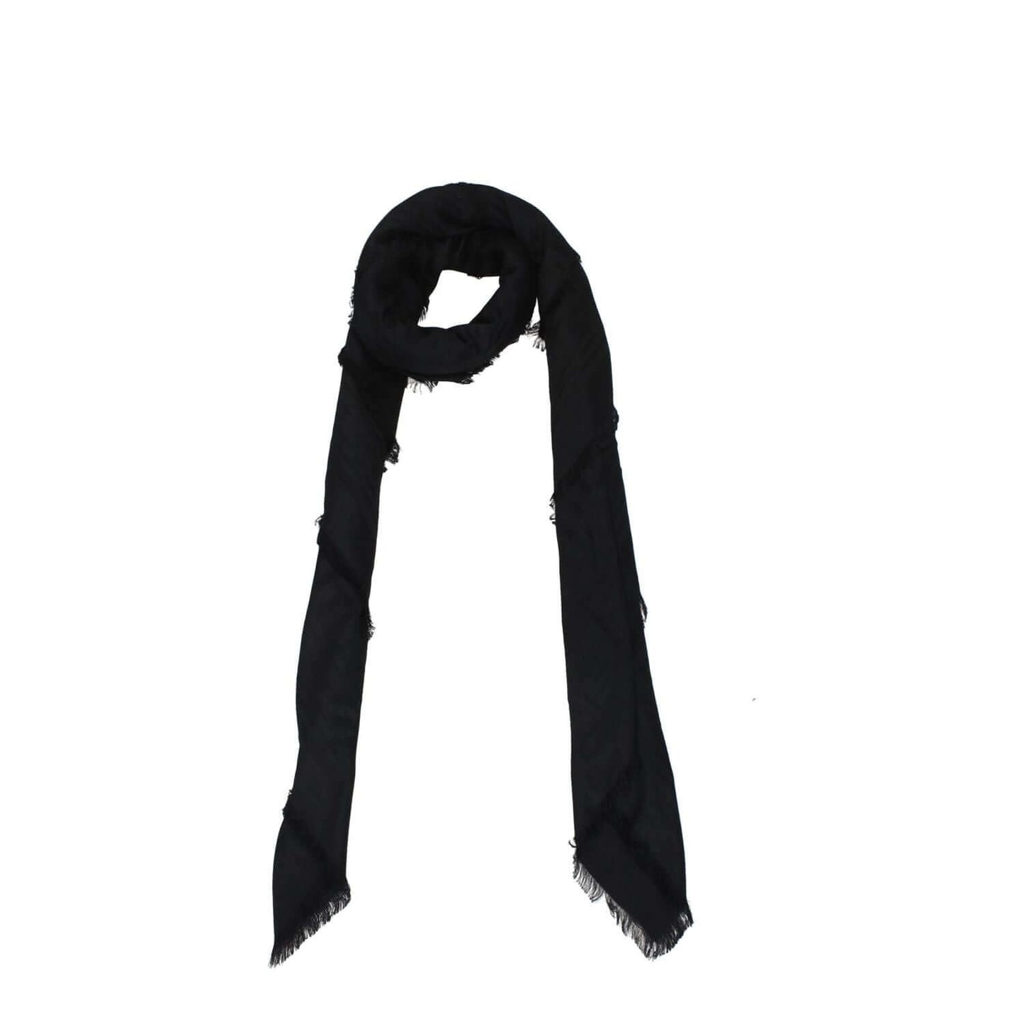 Balmain Black Viscose Foulard with fringes, 95% viscose, 5% silk, measurements 130×140 cm, casual style scarf for women.