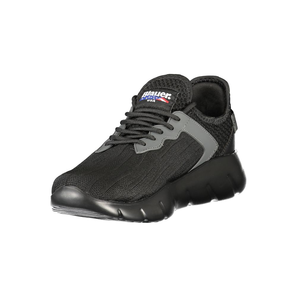 Blauer Black Polyester Men Sneaker 1728,67403481248,Athletic - Sneakers - Shoes,Black,Blauer,EU40/US7,EU41/US8,EU42/US9,EU43/US10,EU44/US11,EU45/US12,Men,New with tags,Shoes,Sneakers - Shoes