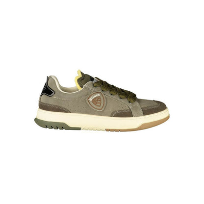 Blauer Green Leather Men Sneaker with contrasting details and Blauer logo