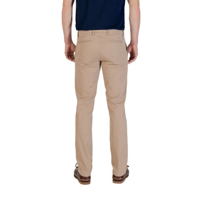 Back view of Borghese Beige Cotton Skinny Pants for men, featuring a tapered fit and comfortable design, ideal for work or casual wear.