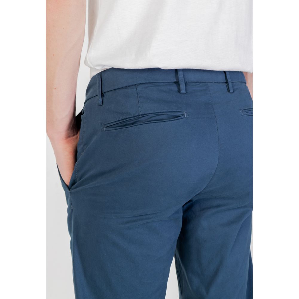Back view of Borghese Blue Cotton Skinny Pants, showcasing slim-fit design and pocket details, made with 97% cotton for comfort and style.