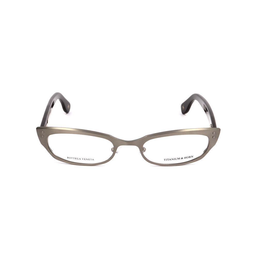 Bottega Veneta Bicolor Titanium Frames in black and titanium, stylish eyewear crafted from durable titanium for women.