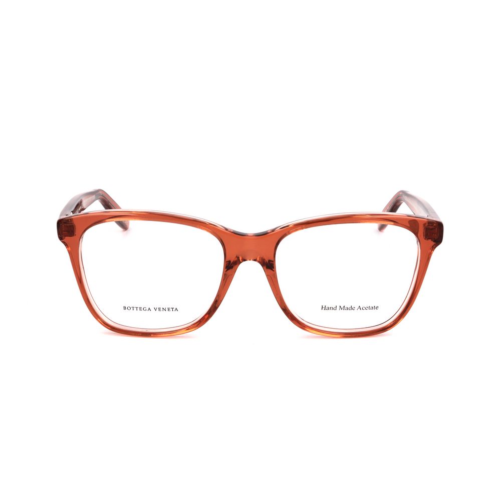 Bottega Veneta Multicolor Acetate Frames in pink, handmade acetate glasses for women, size 52/17/140mm, front view.