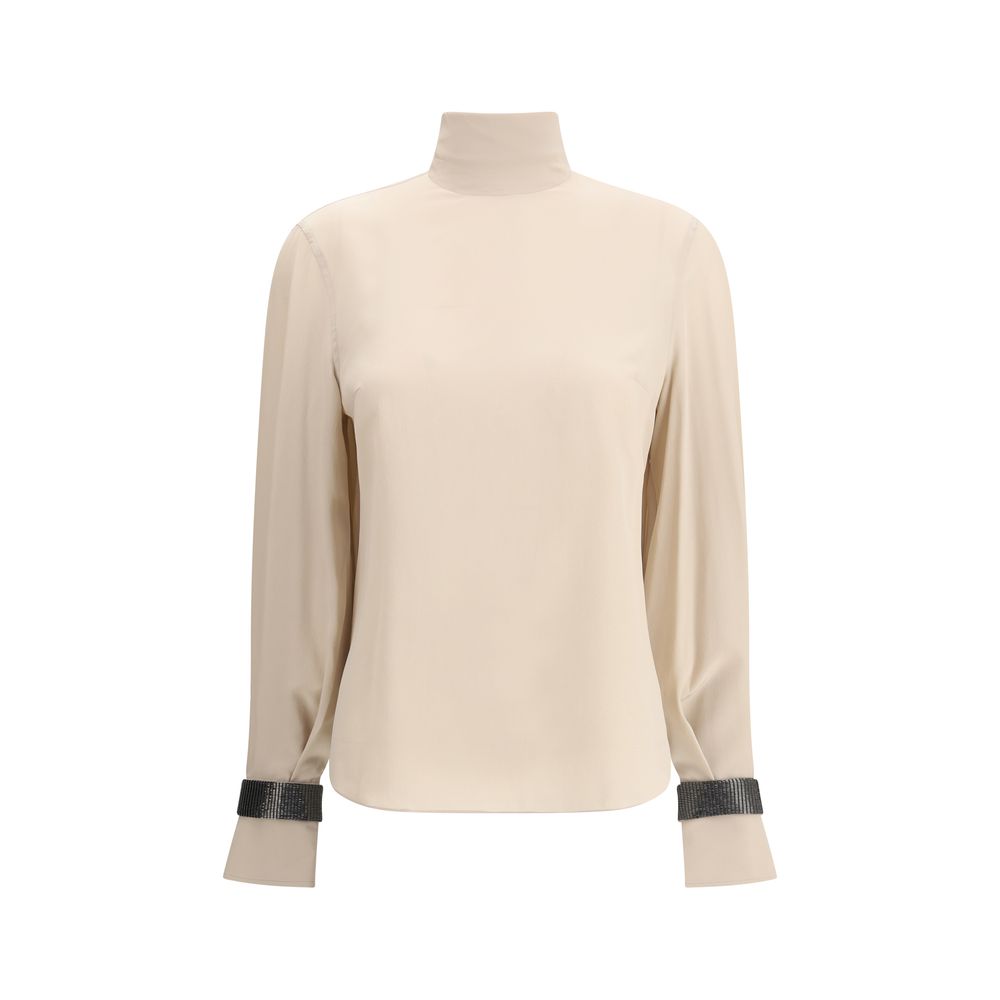 Brunello Cucinelli Beige Silk Blouse