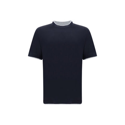 Brunello Cucinelli Blue Cotton T-Shirt