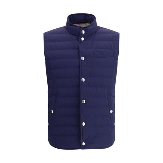 Brunello Cucinelli Blue Polyester Sleveless Jacket