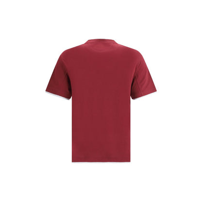 Brunello Cucinelli Bordeaux Cotton T-Shirt with double-layer hems, back view showcasing elegant monochrome design.