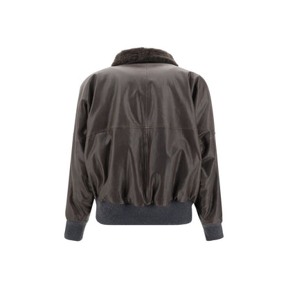 Brunello Cucinelli Brown Leather Jacket