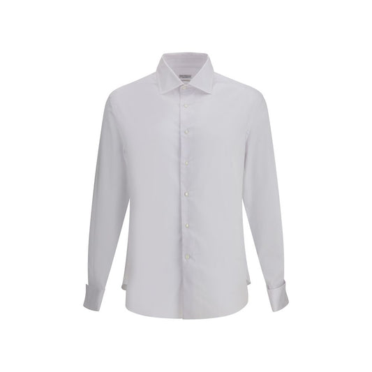 Classic Brunello Cucinelli Cotton Shirt with button closure and cuffs, offering a slim fit for sophisticated style.