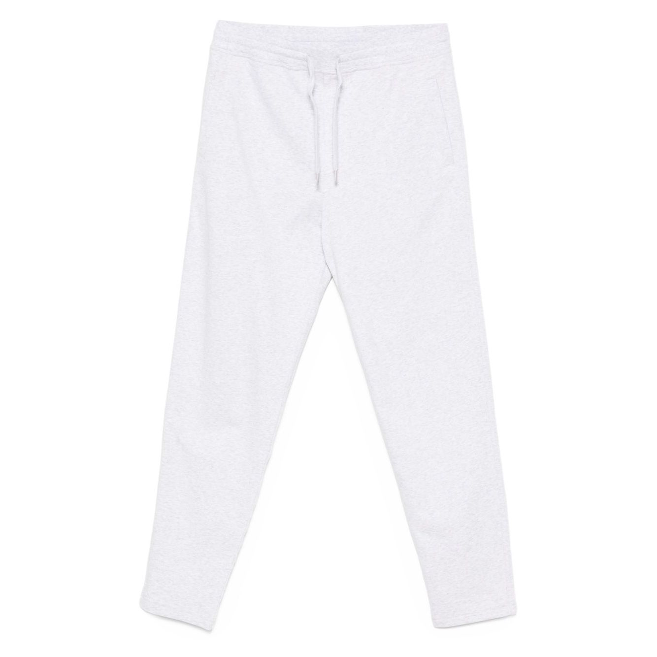Brunello Cucinelli Cotton track pants in light grey with elasticated drawstring waistband and side slit pockets.
