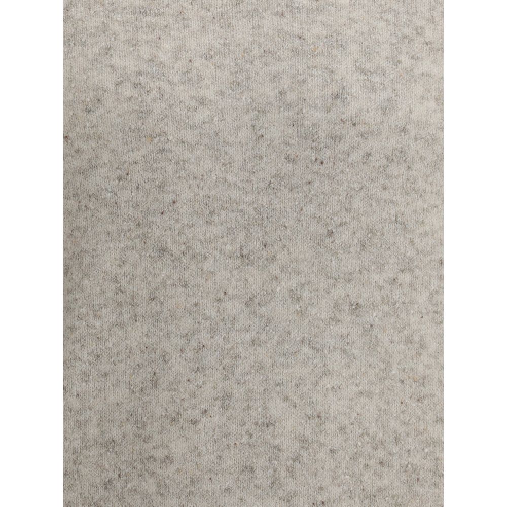 Close-up of Brunello Cucinelli Gray Alpaca Vicugna Pacos Sweatshirt showcasing mélange pattern and fine texture.