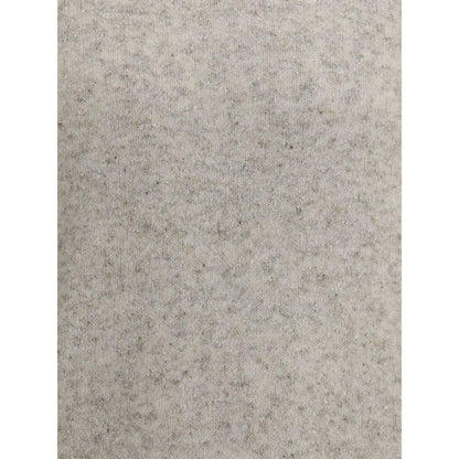 Close-up of Brunello Cucinelli Gray Alpaca Vicugna Pacos Sweatshirt showcasing mélange pattern and fine texture.