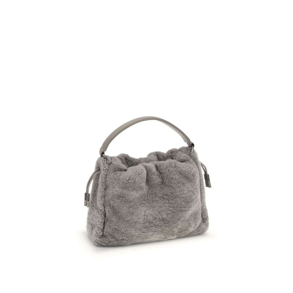 Brunello Cucinelli Gray Fur Shoulder Bag
