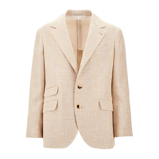Brunello Cucinelli Jackets Orange, suit-type linen jacket with button fastening, chest welt pocket, and three side flap pockets