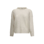 Brunello Cucinelli Lurex effect Sweater featuring ribbed crew neck and cuffs, offering elegant shine and comfort for SS25.