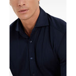 Brunello Cucinelli Shirts Blue long sleeve silk cotton blend with button fastening and straight hem.