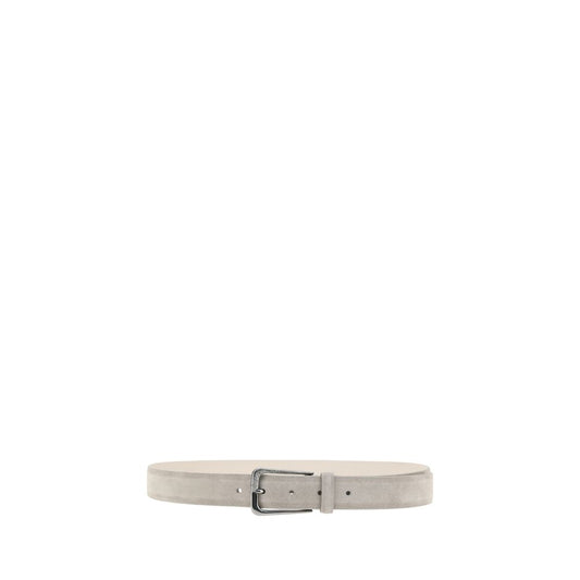 Brunello Cucinelli Suede Belt with square buckle in high-quality calf leather, elegant accessory perfect for any outfit.