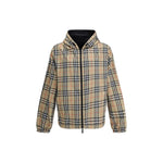 Burberry Archive Check reversible Jacket featuring iconic check pattern and hood, offering two stylish looks in one versatile garment.
