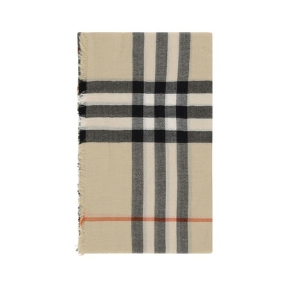 Burberry Beige Wool Scarf featuring Archivio Check pattern and frayed hems, elegant accessory for warmth and style, 200x200, 100% wool.