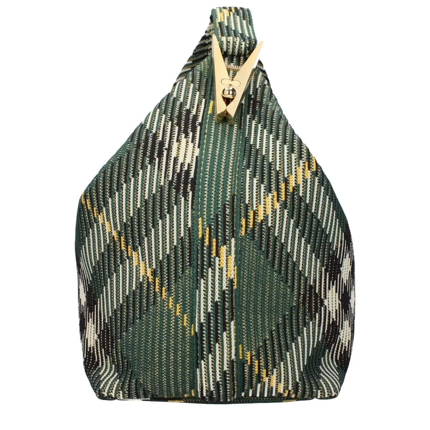 Burberry Green Fabric Handbag with zip closure, medium size, and check print, featuring gold and ivy color details.
