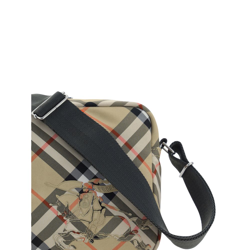 Burberry Shoulder Bag with adjustable strap and iconic Check pattern, featuring embroidered brand logo, AW25 season, made in Romania.