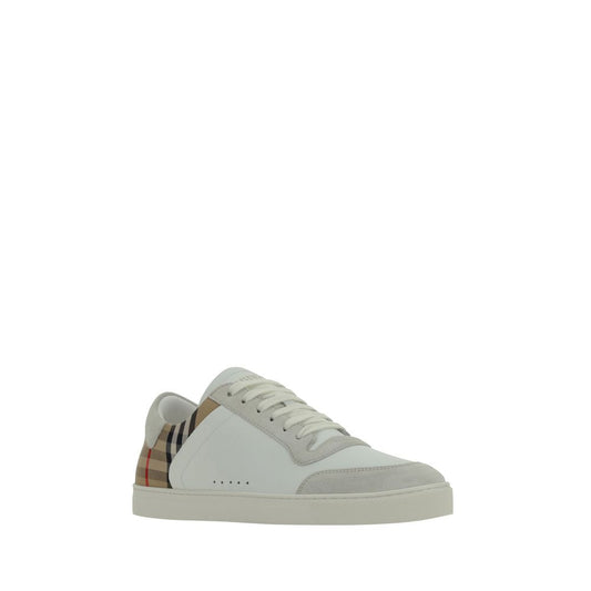 Burberry Stevie Sneakers in calfskin with panelled design and Check Archive pattern, featuring suede details and lace-up fastening.