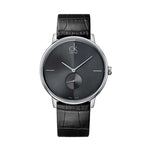 CALVIN KLEIN Mod. ACCENT wristwatch with a 41mm stainless steel case, leather strap, and quartz movement in a Swiss-made official box.