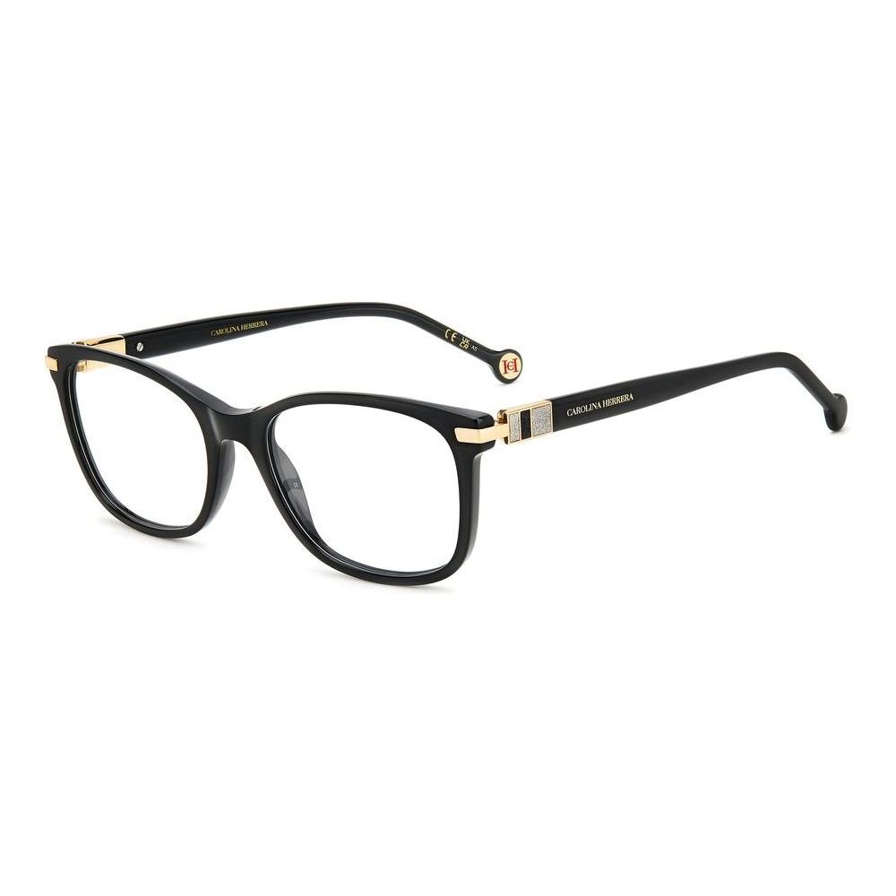 CAROLINA HERRERA MOD. HER 0201 acetate ladies' eyeglasses in black with gold accents, elegant eyewear for women by Carolina Herrera.