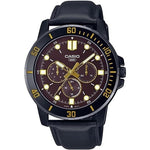 CASIO COLLECTION Mod. DIVER MULTIFUCTION BLACK - BROWN, 45mm stainless steel case, leather strap, water resistant wristwatch.