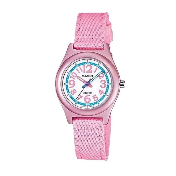 CASIO COLLECTION Mod. KID - PINK wristwatch, 5 ATM water resistant, 33mm aluminium case, pink fabric strap, quartz movement for babies