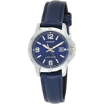 CASIO COLLECTION Mod. LADY DATE. LEATHER - BLUE wristwatch with metal case, 35mm size, leather strap, quartz movement, water resistant 3 ATM